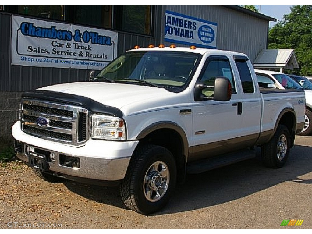 2007 F250 Super Duty Lariat SuperCab 4x4 - Oxford White Clearcoat / Tan photo #1