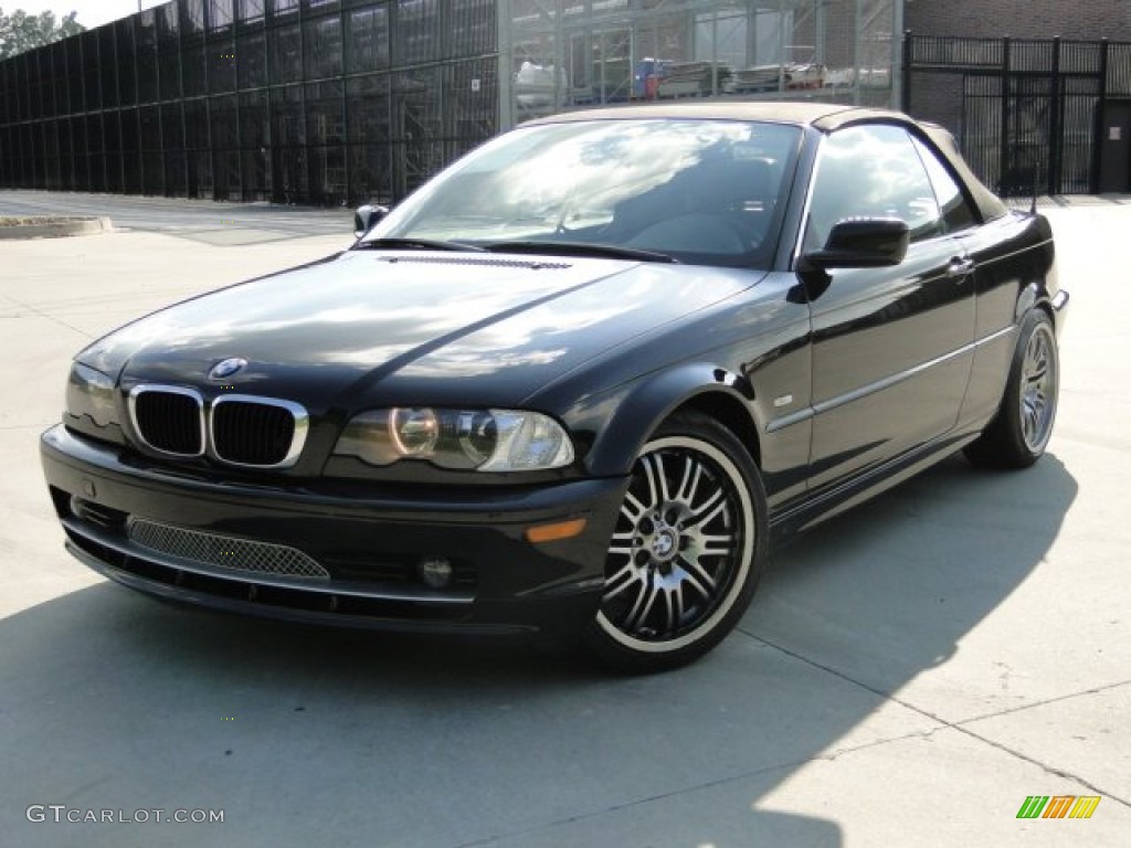 2002 3 Series 325i Convertible - Jet Black / Black photo #2