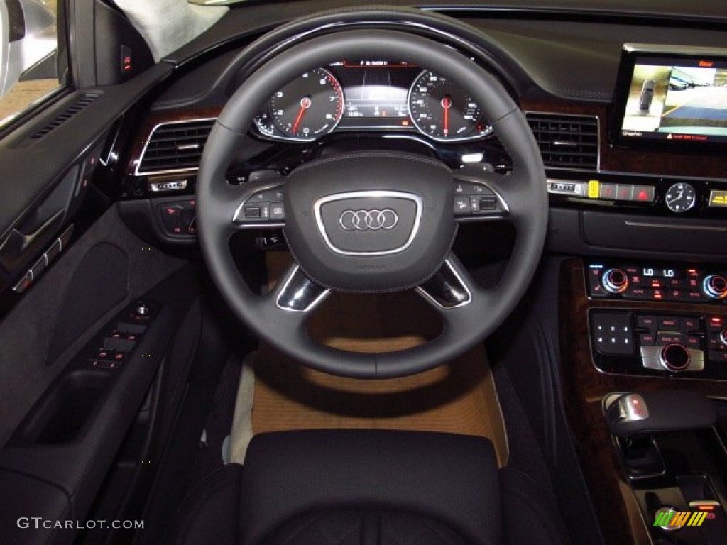 2014 Audi A8 L 4.0T quattro Black Steering Wheel Photo #83628532