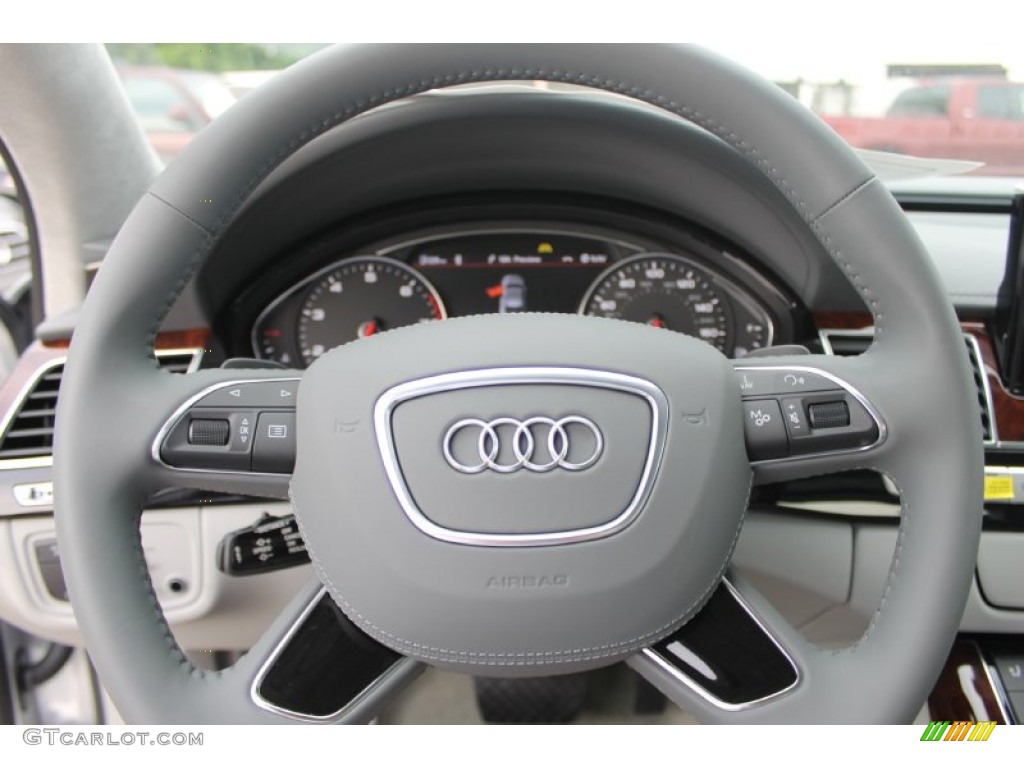 2014 Audi A8 L 3.0T quattro Titanium Gray Steering Wheel Photo #83632377
