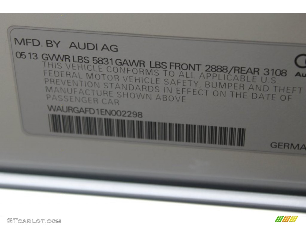2014 Audi A8 L 3.0T quattro Info Tag Photos