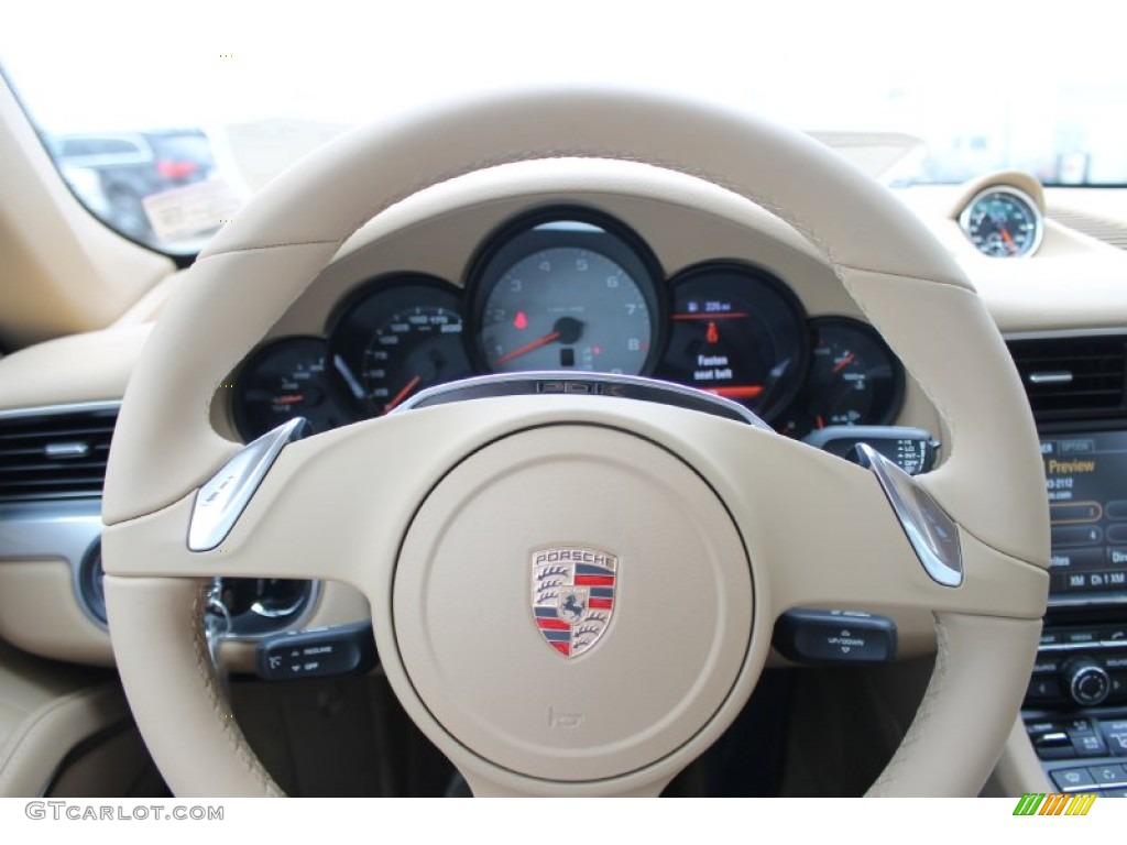 2013 Porsche 911 Carrera S Coupe Luxor Beige Steering Wheel Photo #83633428