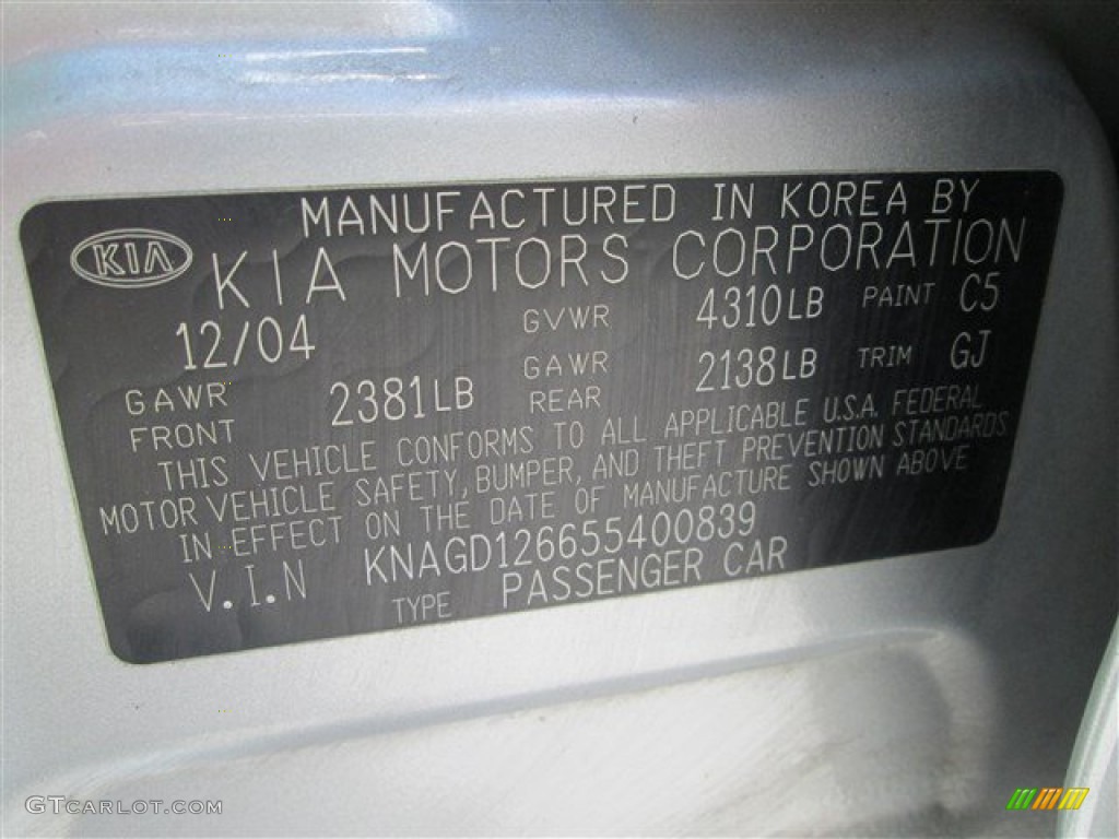 2005 Optima EX - Diamond Silver / Gray photo #10