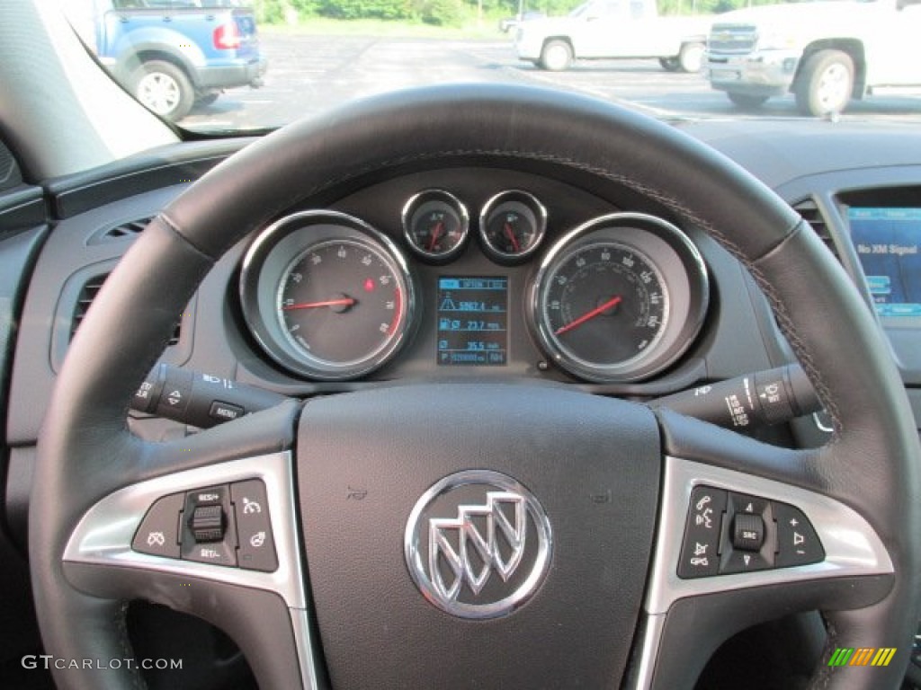 2013 Buick Regal Turbo Ebony Steering Wheel Photo #83643937