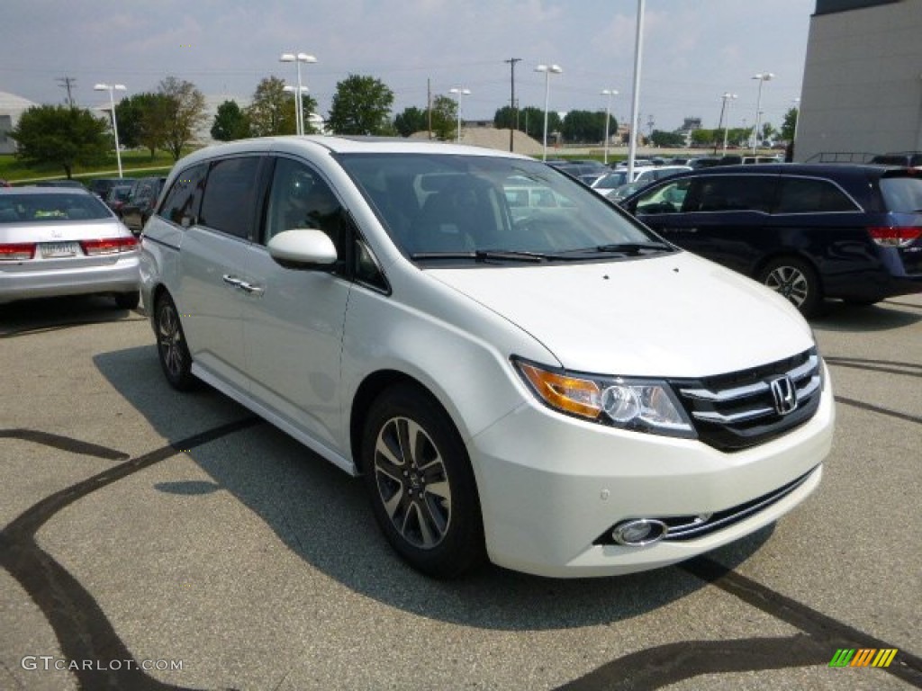 White Diamond Pearl 2014 Honda Odyssey Touring Elite Exterior Photo #83654086