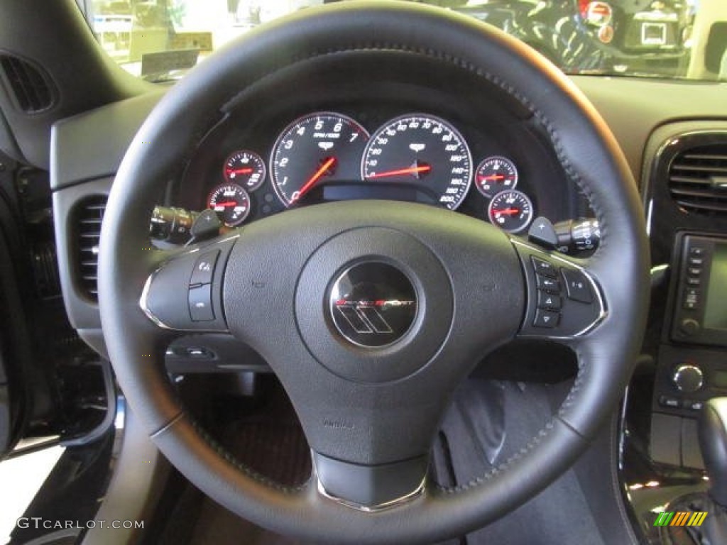 2013 Chevrolet Corvette Grand Sport Coupe Ebony Steering Wheel Photo #83654265