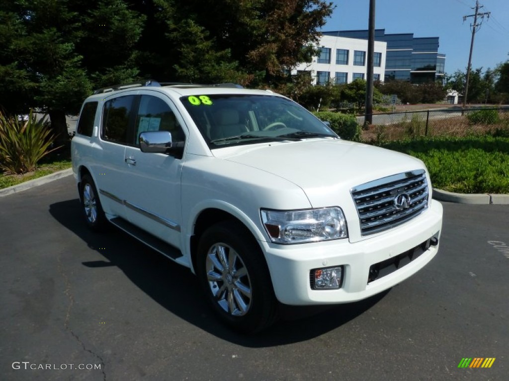 2008 QX 56 4WD - Tuscan Pearl White / Wheat photo #1