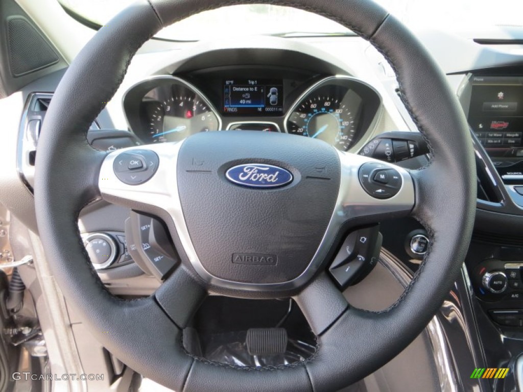 2014 Ford Escape Titanium 2.0L EcoBoost Charcoal Black Steering Wheel Photo #83656054
