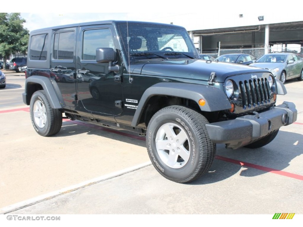 2012 Wrangler Unlimited Sport 4x4 - Black Forest Green Pearl / Black photo #1