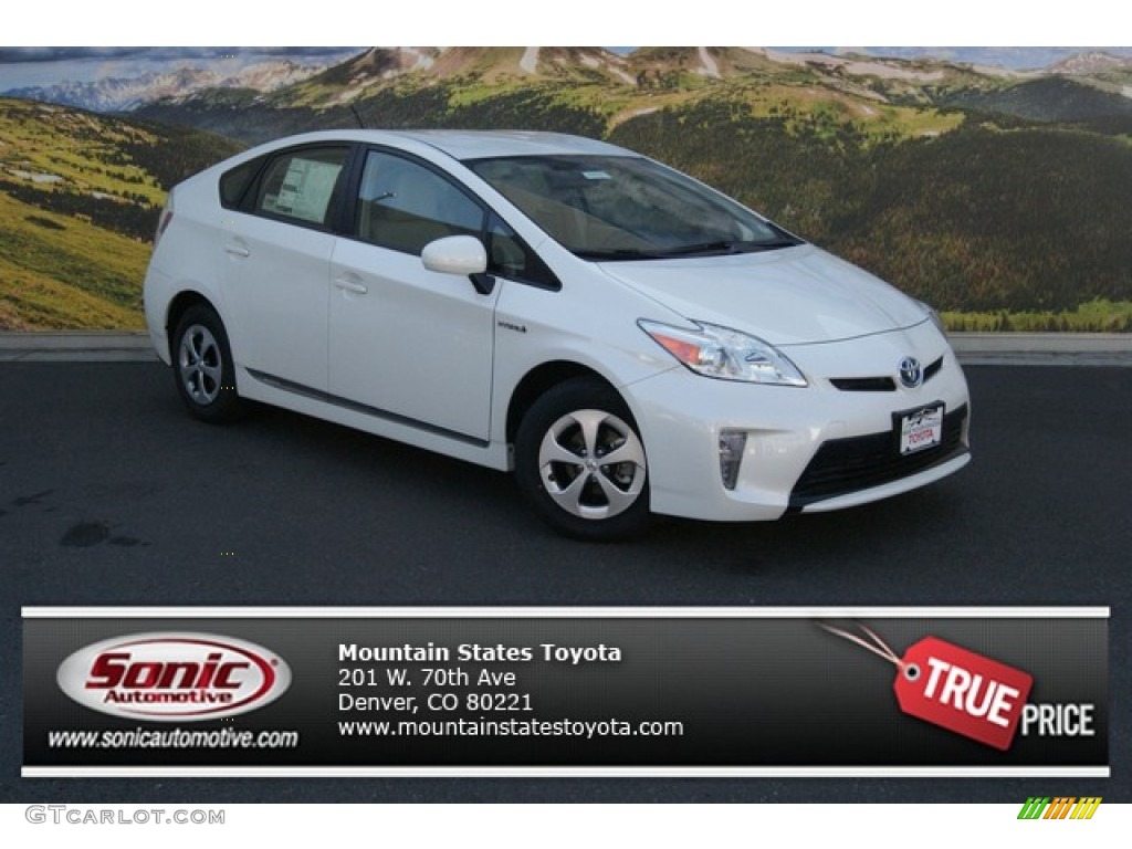 2013 Prius Three Hybrid - Blizzard White Pearl / Misty Gray photo #1