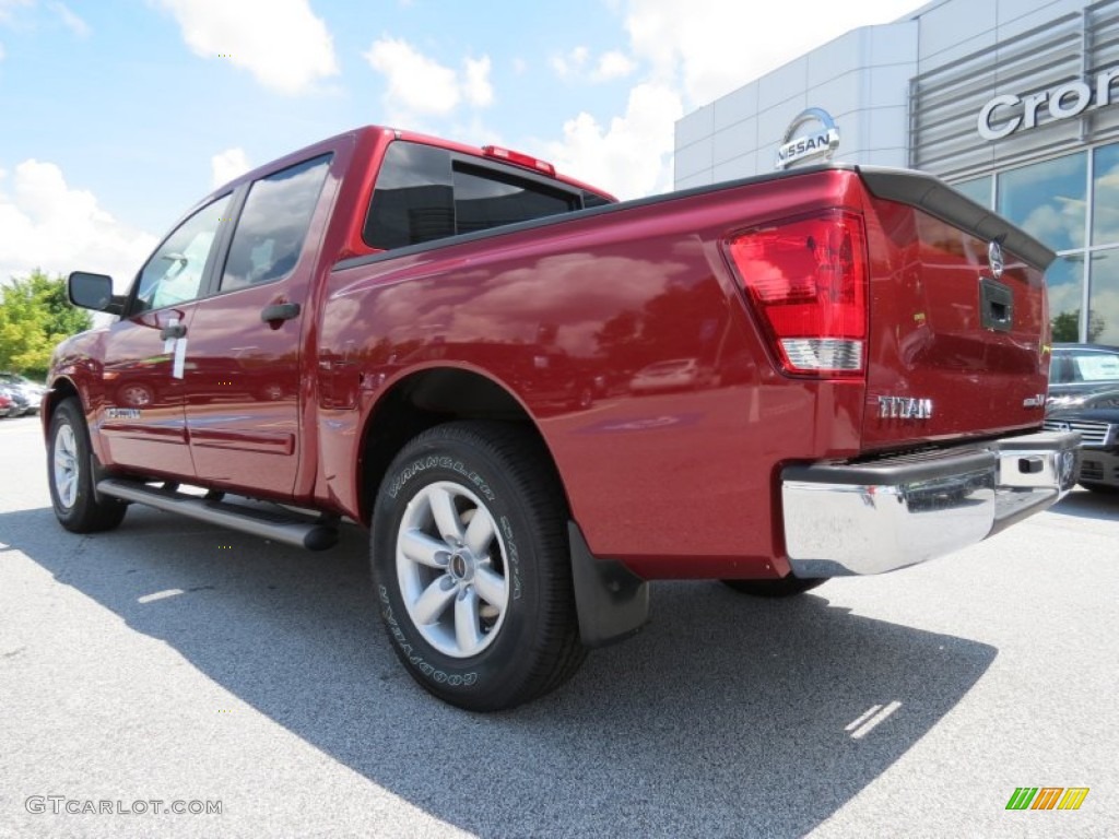 2013 Titan SV Crew Cab - Cayenne Red / Almond photo #3