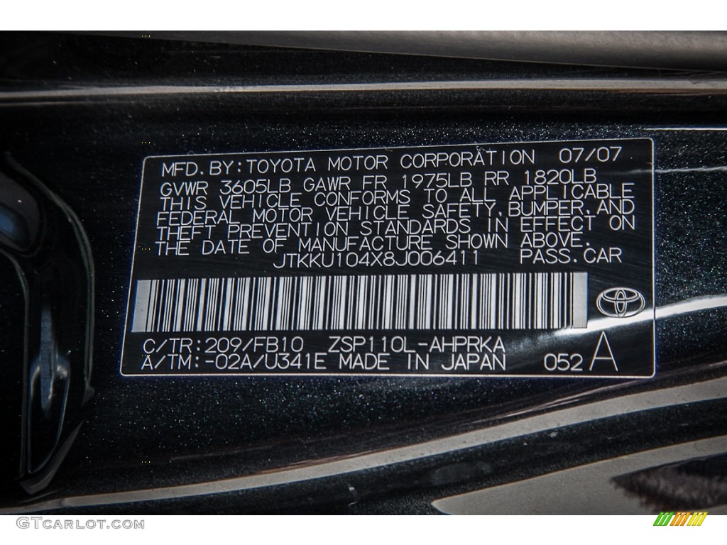 2008 xD Color Code 209 for Black Sand Pearl Photo #83665256