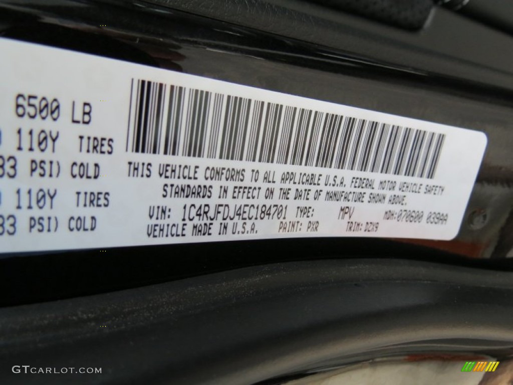 2014 Grand Cherokee Color Code PXR for Brilliant Black Crystal Pearl Photo #83667724