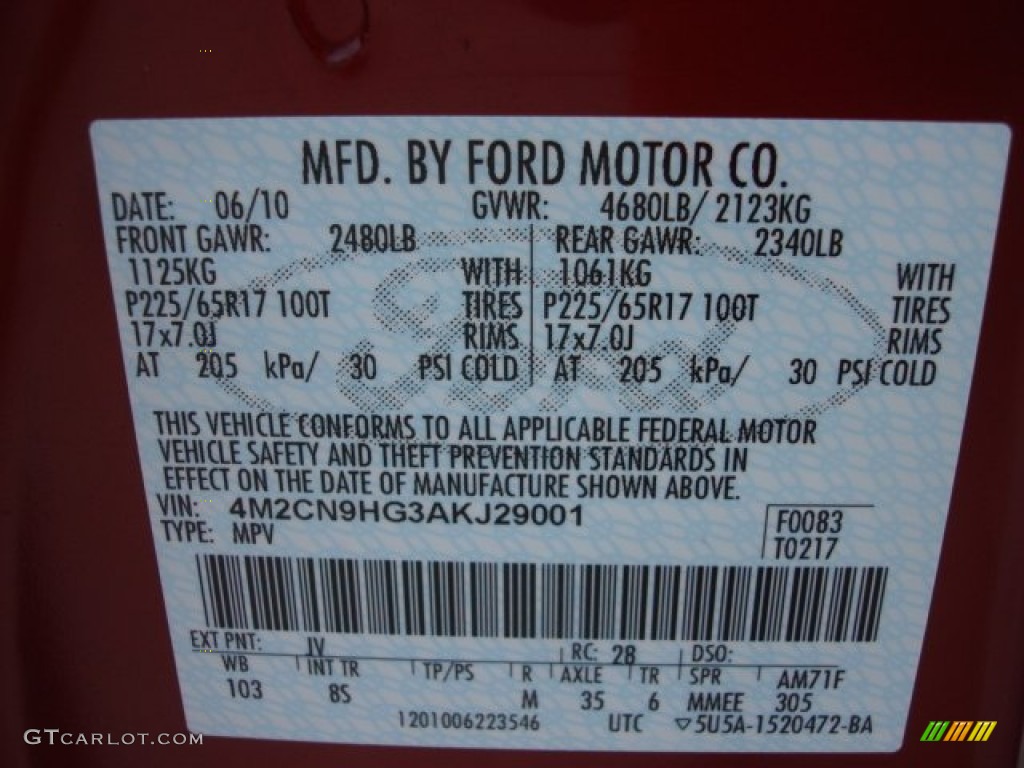 2010 Mariner V6 Premier 4WD - Sangria Red Metallic / Stone photo #29