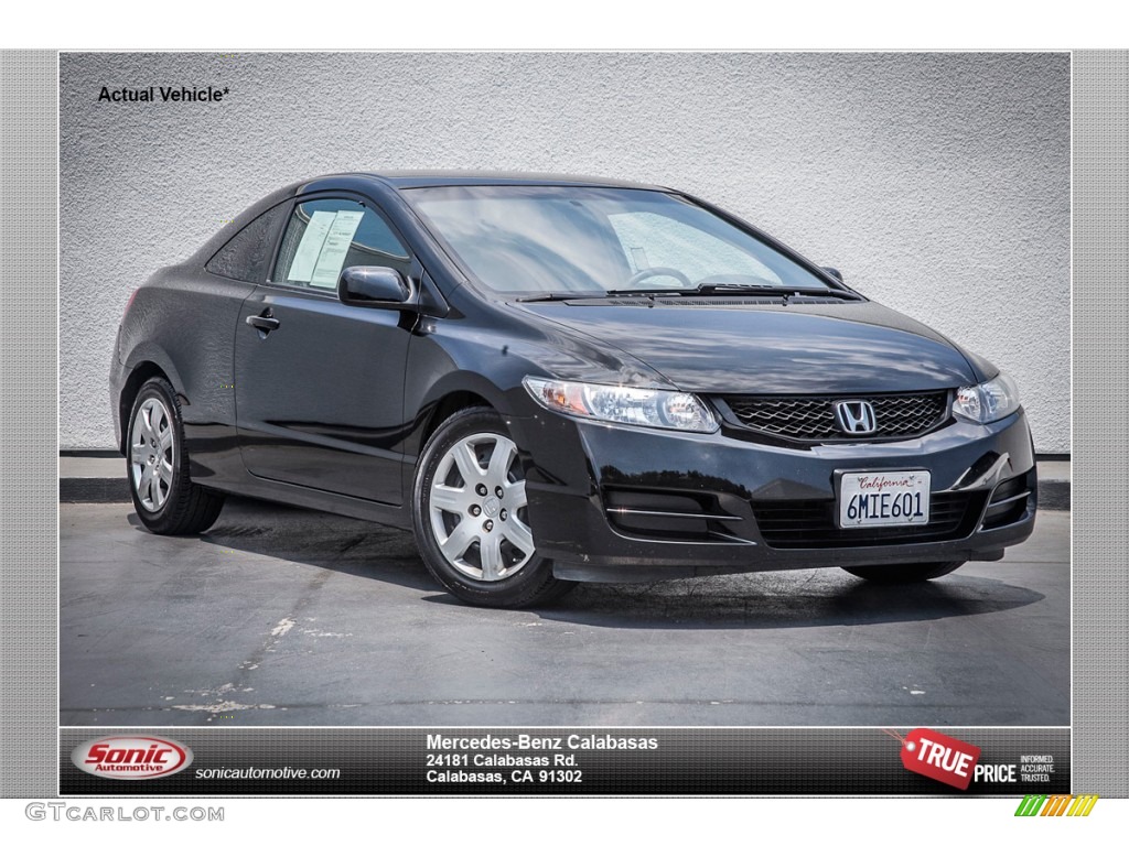 2010 Civic LX Coupe - Crystal Black Pearl / Gray photo #1