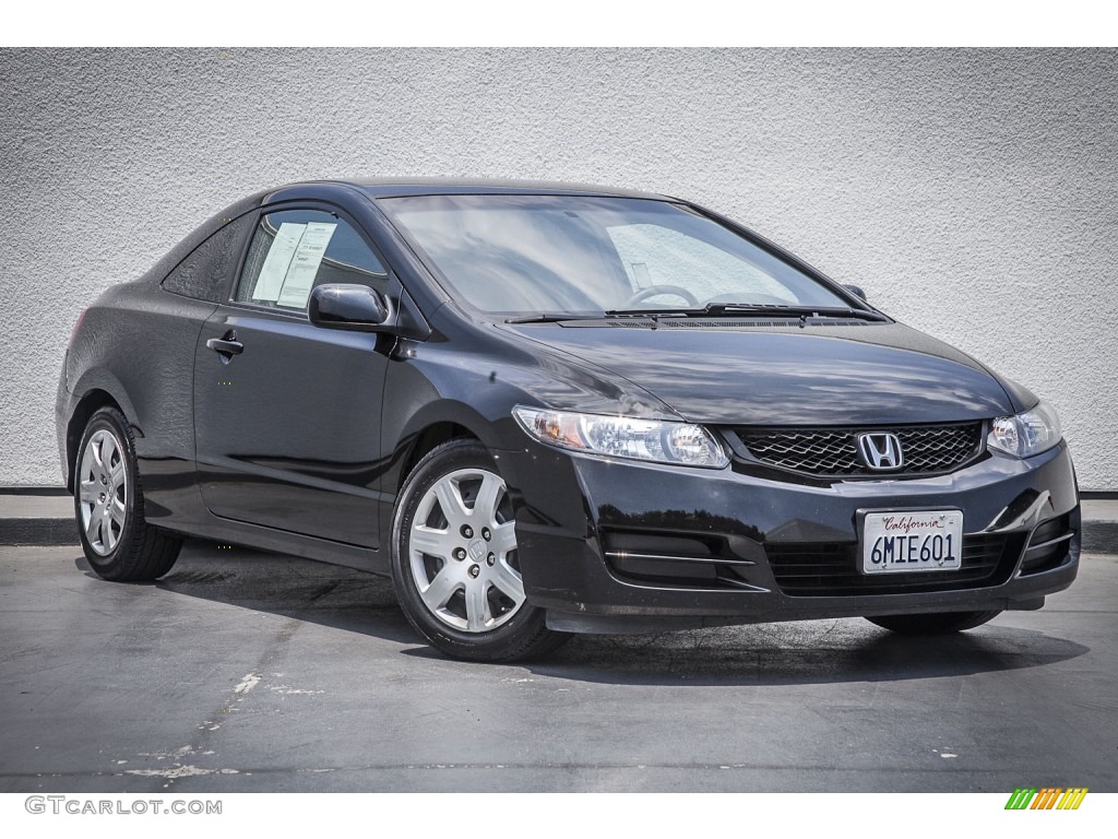 2010 Civic LX Coupe - Crystal Black Pearl / Gray photo #11