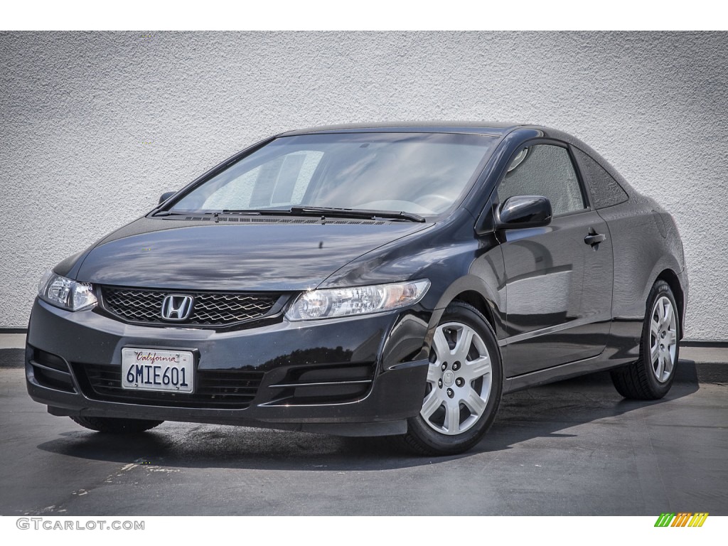 2010 Civic LX Coupe - Crystal Black Pearl / Gray photo #12