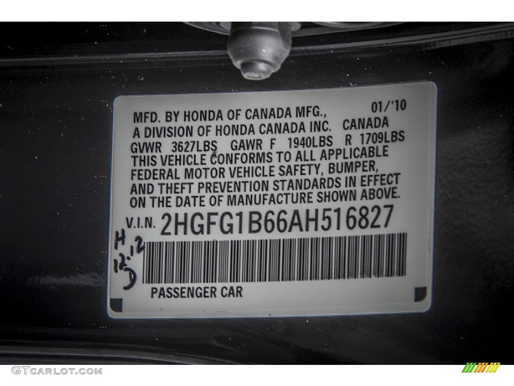 2010 Civic LX Coupe - Crystal Black Pearl / Gray photo #18