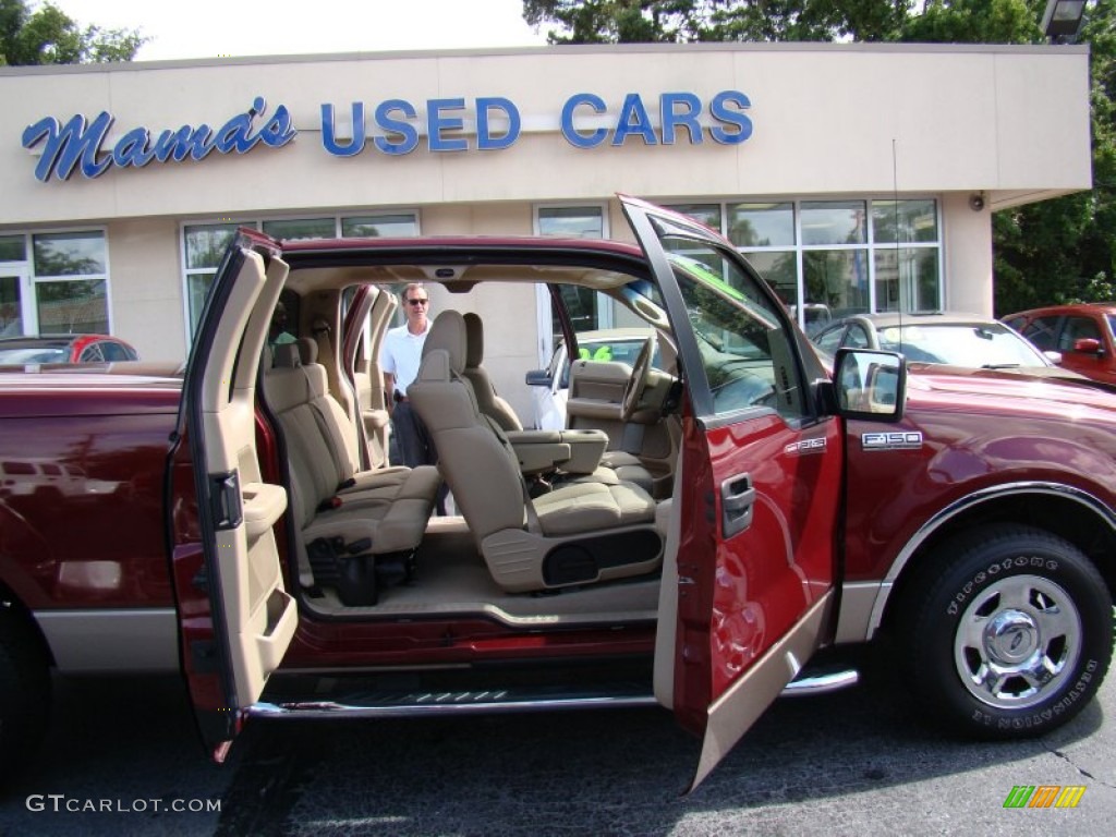 2006 F150 XLT SuperCab - Dark Toreador Red Metallic / Tan photo #12