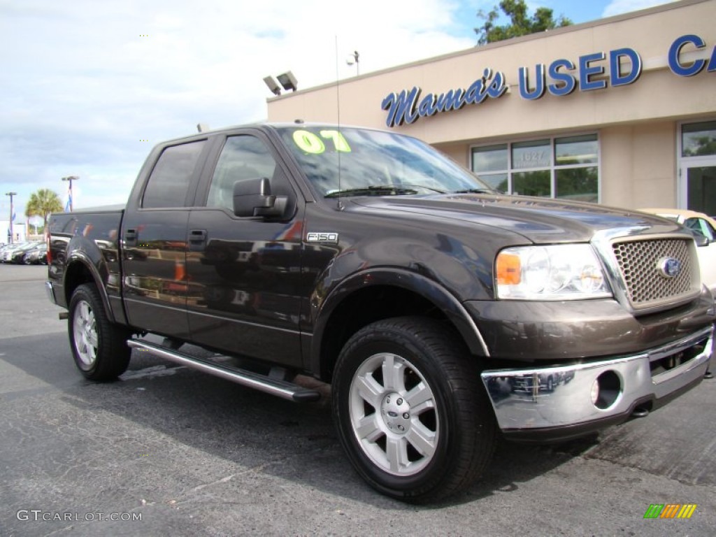 2007 F150 Lariat SuperCrew 4x4 - Dark Stone Metallic / Tan photo #2