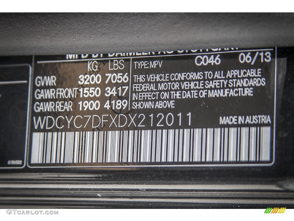 2013 G Color Code 046 for designo Platinum Black Photo #83690755