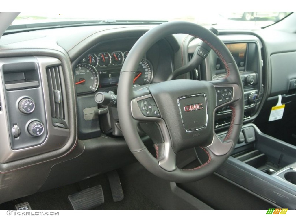 2014 GMC Sierra 1500 SLT Crew Cab 4x4 Jet Black Steering Wheel Photo #83693986