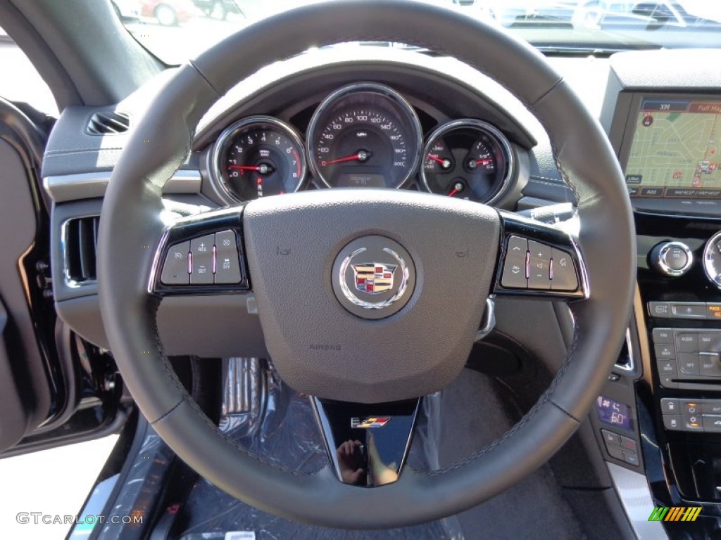 2014 Cadillac CTS -V Coupe Ebony/Ebony Steering Wheel Photo #83693997