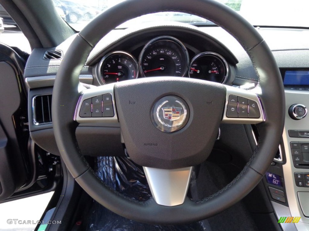 2014 Cadillac CTS Coupe Ebony/Ebony Steering Wheel Photo #83694475