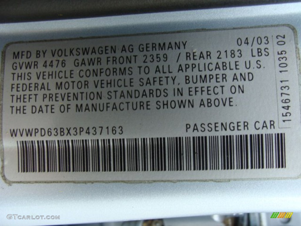 2003 Passat GLS Sedan - Blue Silver Metallic / Black photo #15