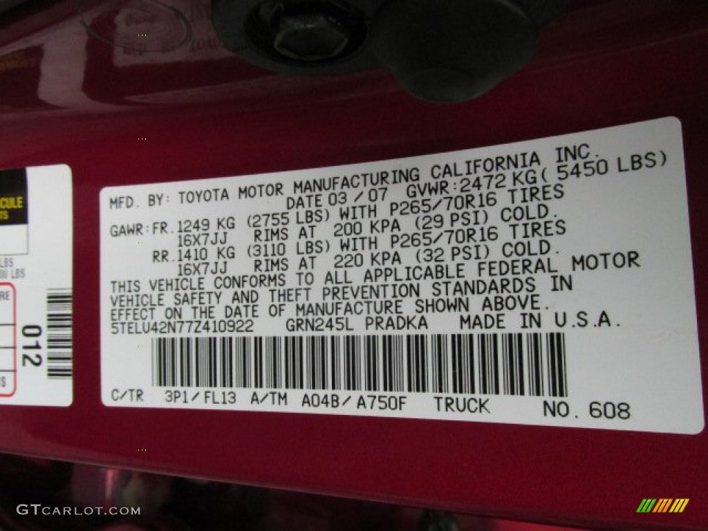 2007 Tacoma V6 TRD Double Cab 4x4 - Impulse Red Pearl / Graphite Gray photo #19