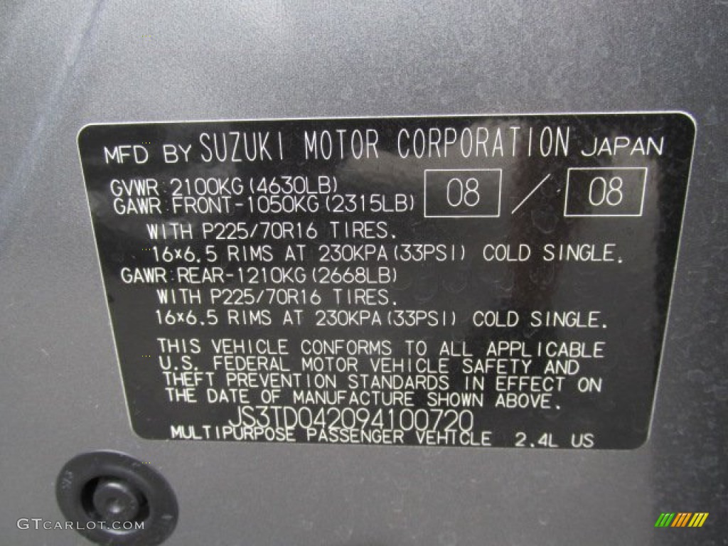 2009 Grand Vitara Premium 4x4 - Slate Grey Metallic / Black photo #19
