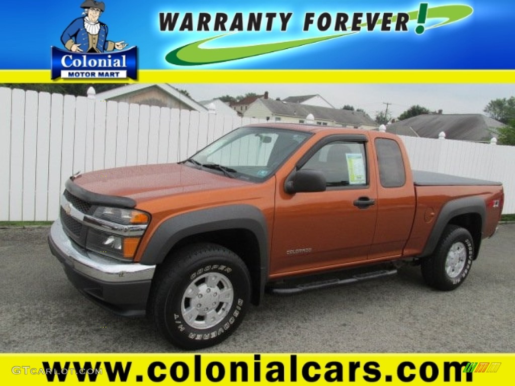 2005 Colorado Z71 Extended Cab 4x4 - Sunburst Orange Metallic / Sport Pewter photo #1
