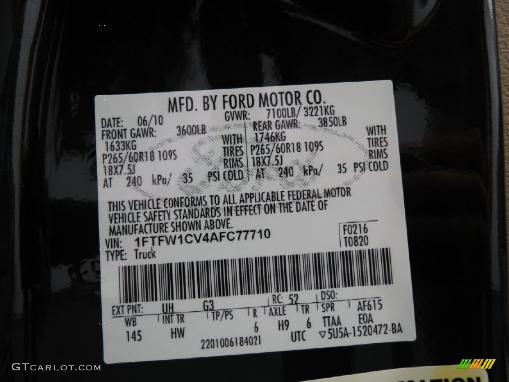 2010 F150 Lariat SuperCrew - Tuxedo Black / Tan photo #23