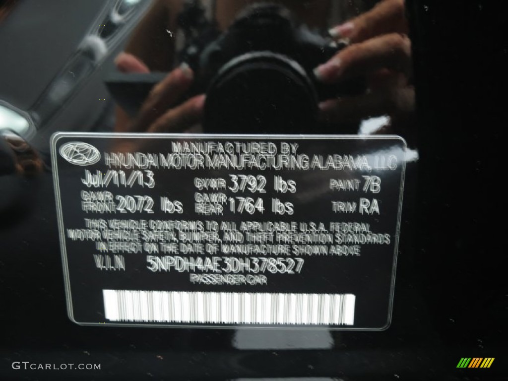 2013 Elantra GLS - Midnight Black / Gray photo #7
