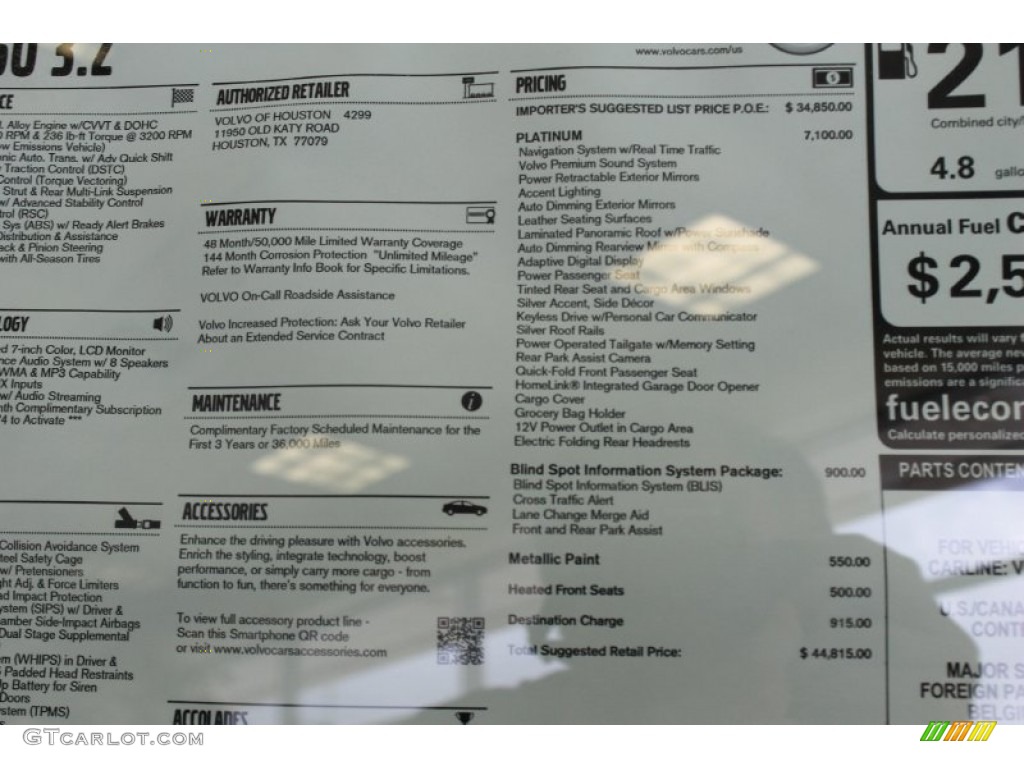 2014 Volvo XC60 3.2 Window Sticker Photo #83702428