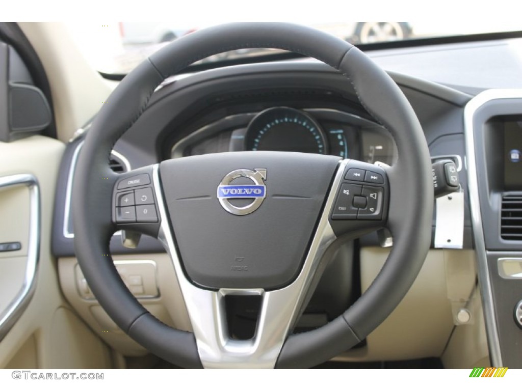 2014 Volvo XC60 T6 AWD Sandstone Beige Steering Wheel Photo #83703685