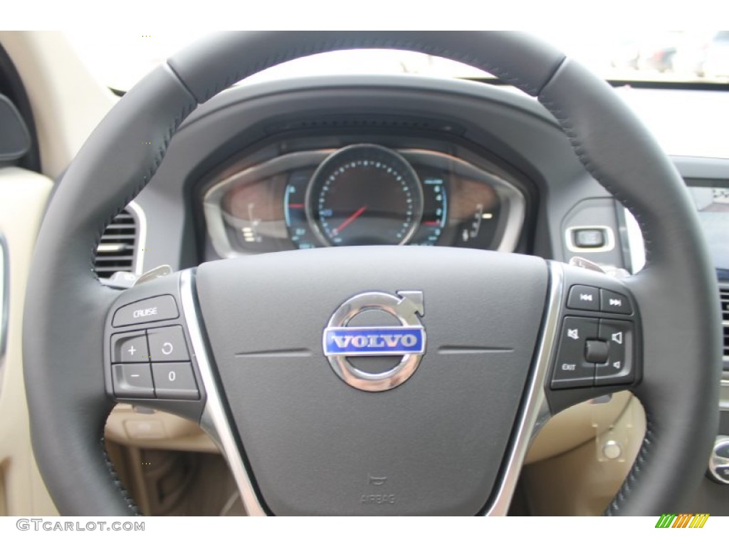 2014 Volvo XC60 T6 AWD Sandstone Beige Steering Wheel Photo #83704327