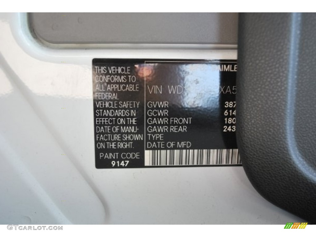 2010 Mercedes-Benz Sprinter 2500 High Roof Cargo Van Color Code Photos