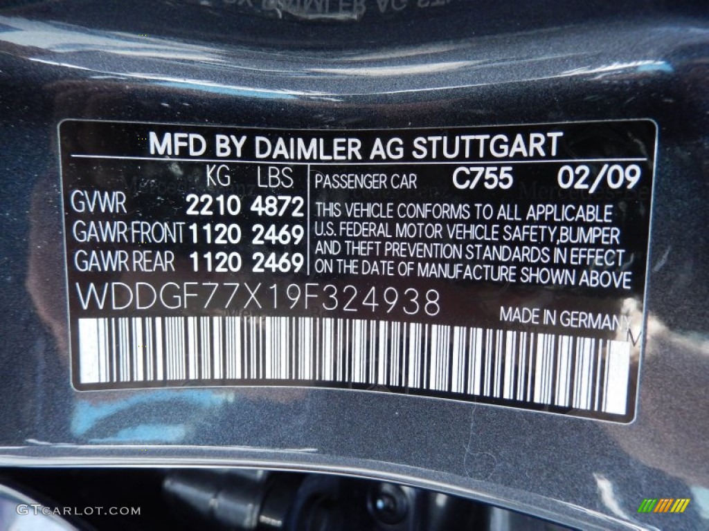 2009 C Color Code 755 for Steel Grey Metallic Photo #83706862
