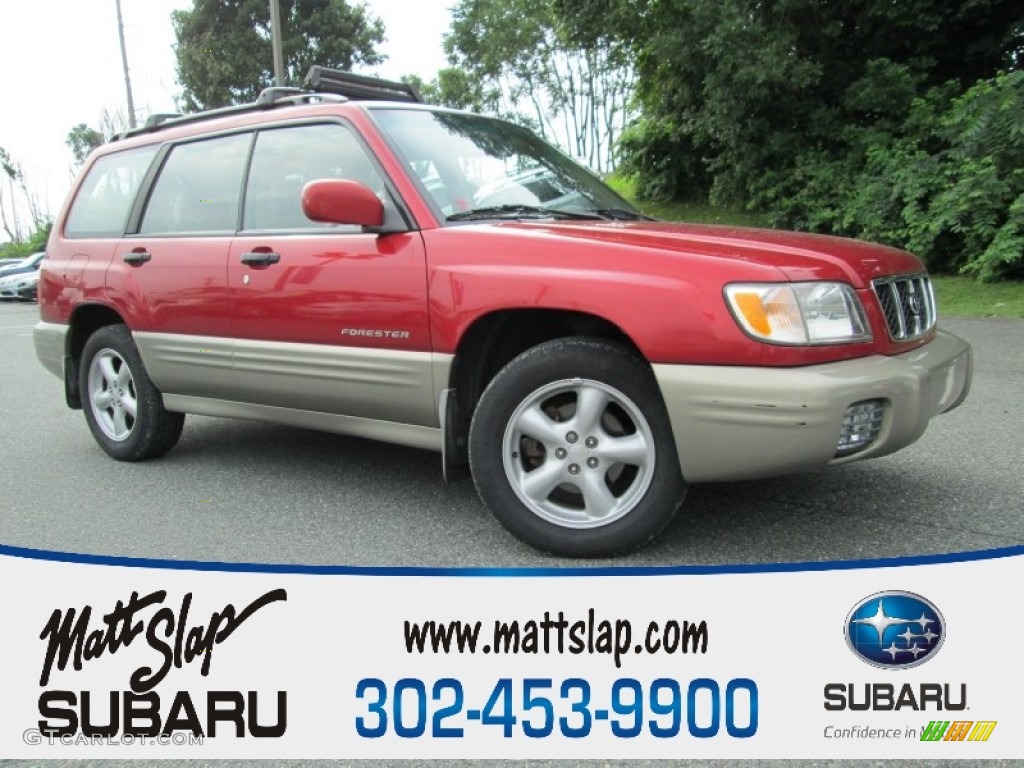 2001 Forester 2.5 S - Sedona Red Pearl / Beige photo #1