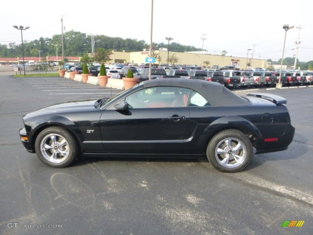 2005 Mustang GT Premium Convertible - Black / Dark Charcoal/Red photo #6
