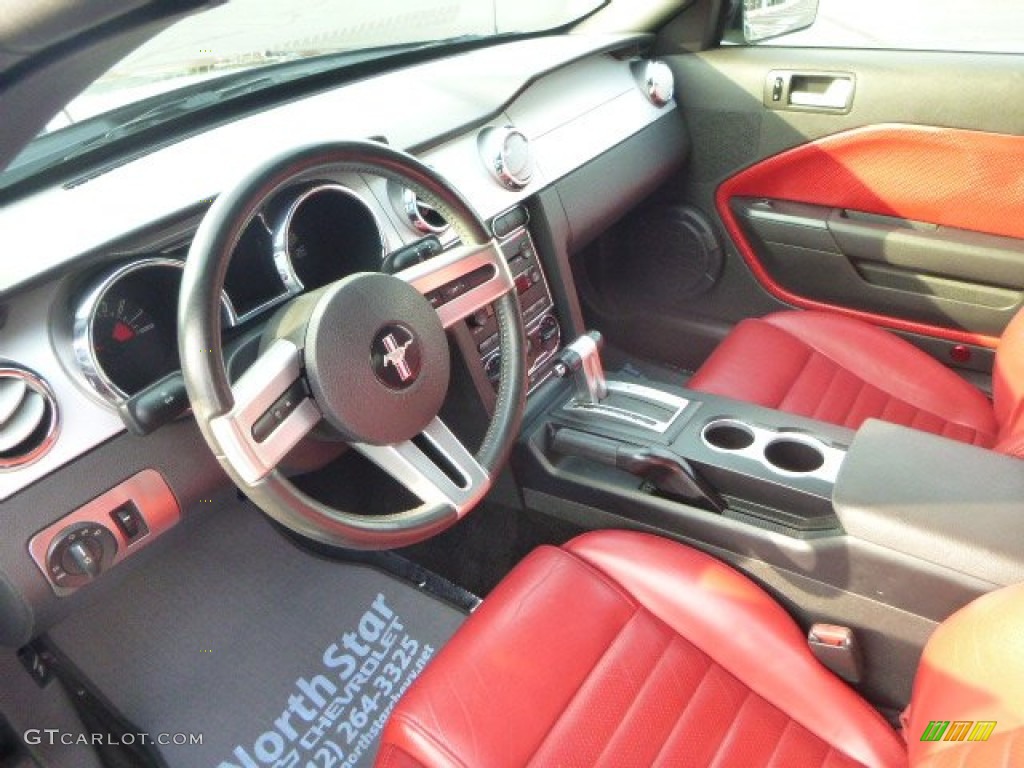 2005 Mustang GT Premium Convertible - Black / Dark Charcoal/Red photo #15