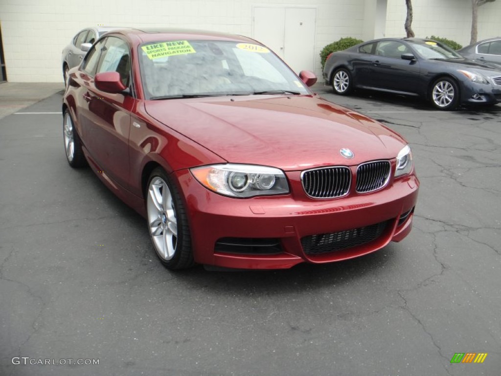2012 1 Series 135i Coupe - Vermillion Red Metallic / Savanna Beige photo #3