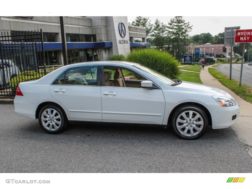 2007 Accord SE V6 Sedan - Taffeta White / Ivory photo #3