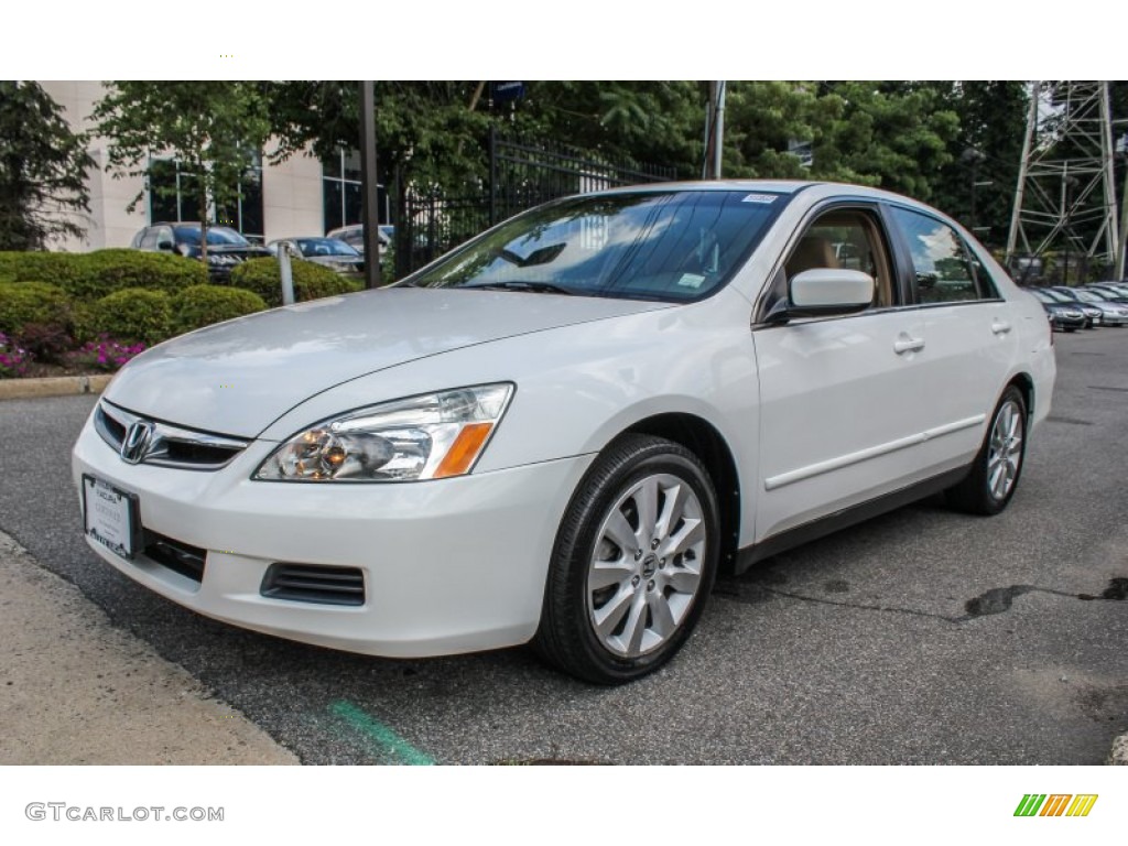 2007 Accord SE V6 Sedan - Taffeta White / Ivory photo #7