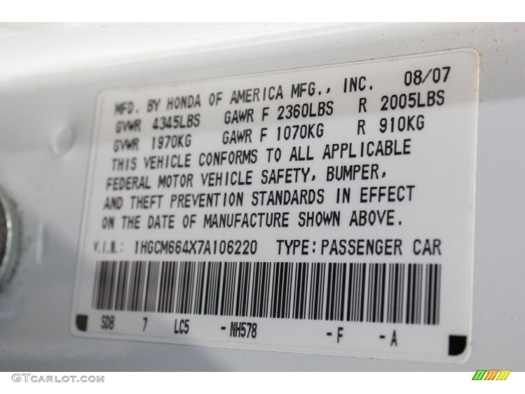 2007 Accord SE V6 Sedan - Taffeta White / Ivory photo #18