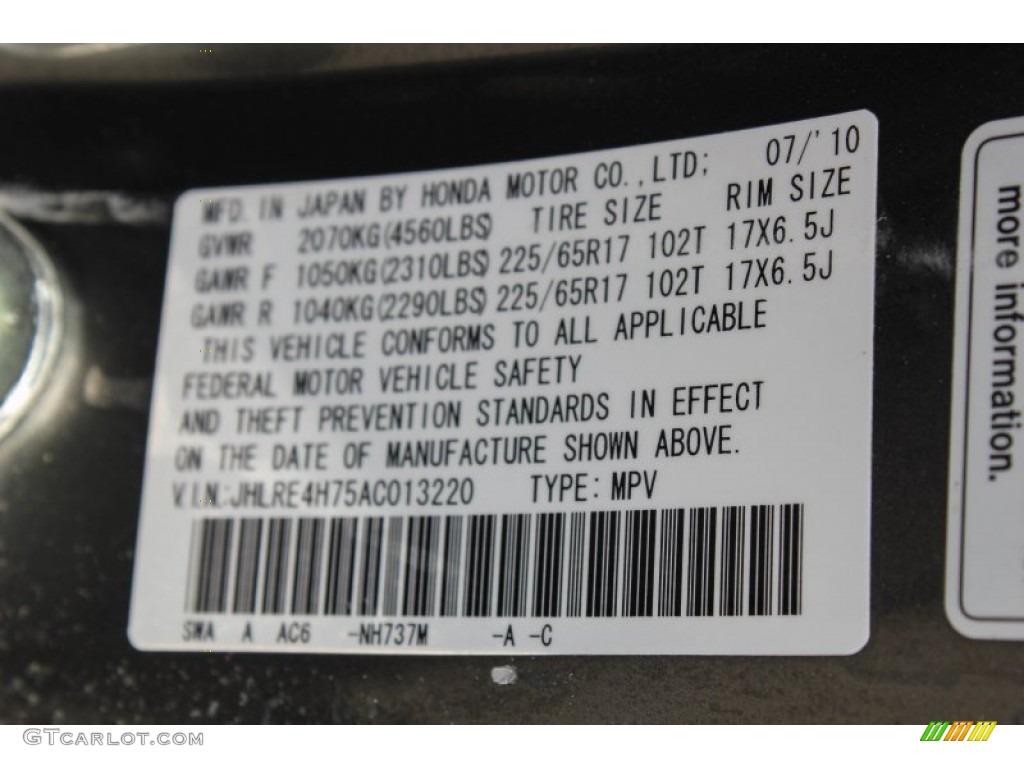 2010 CR-V EX-L AWD - Polished Metal Metallic / Black photo #18