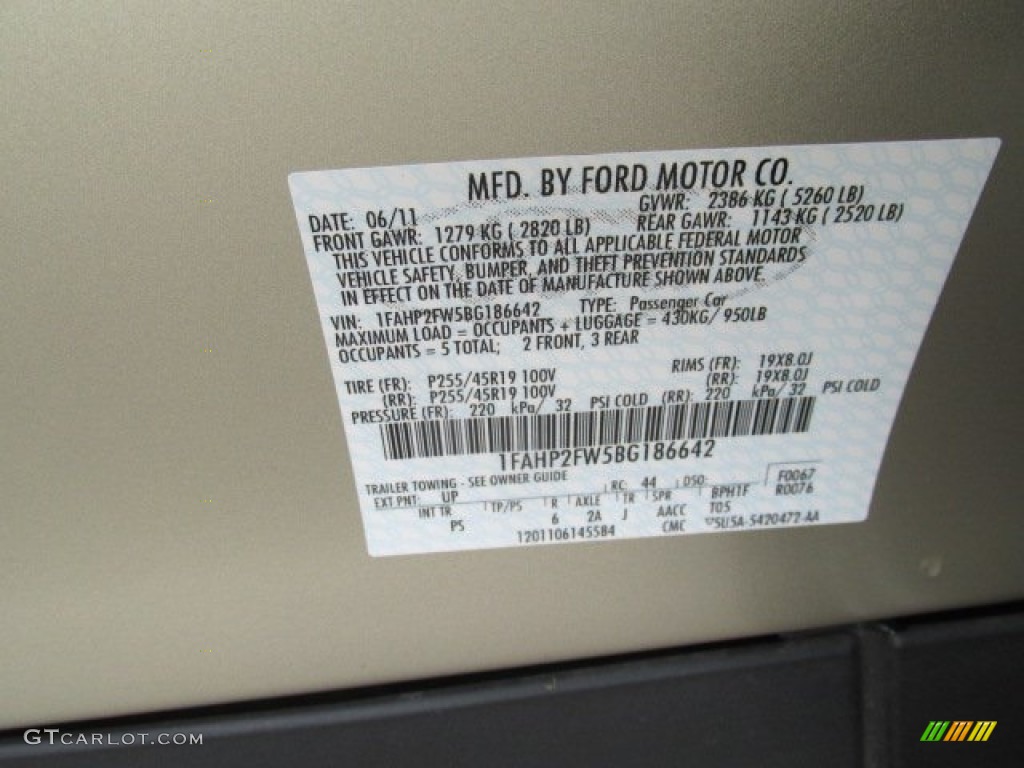 2011 Taurus Color Code UP for Gold Leaf Photo #83751907