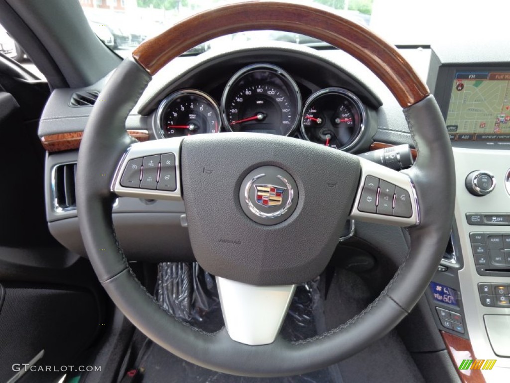 2014 Cadillac CTS Coupe Ebony/Ebony Steering Wheel Photo #83752444