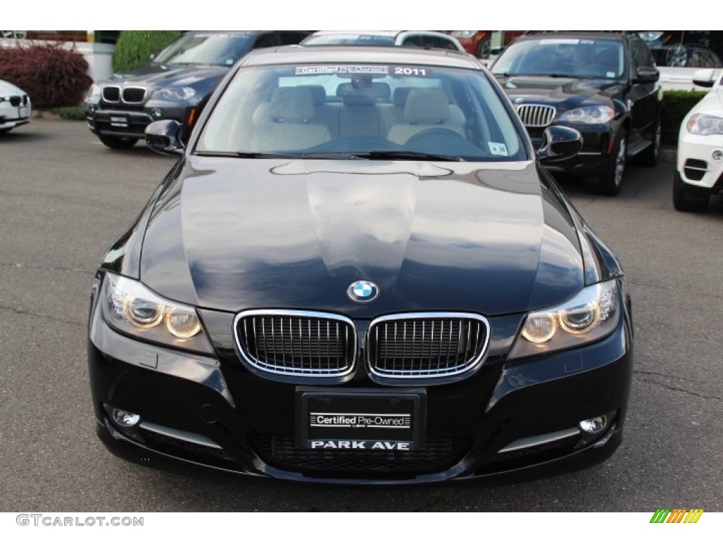 2011 3 Series 335i xDrive Sedan - Jet Black / Oyster/Black Dakota Leather photo #2
